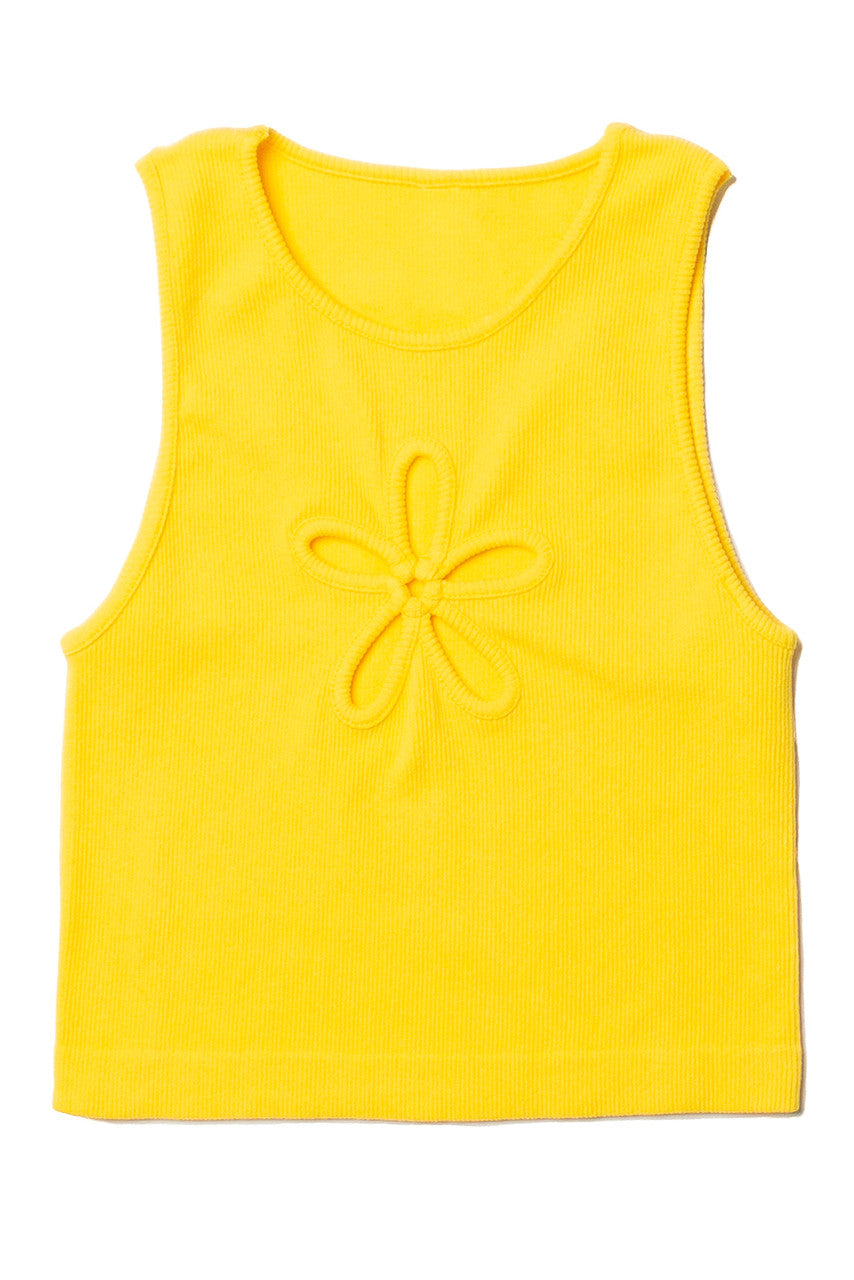 Sunny Yellow Flower Cutout Seamless Tank