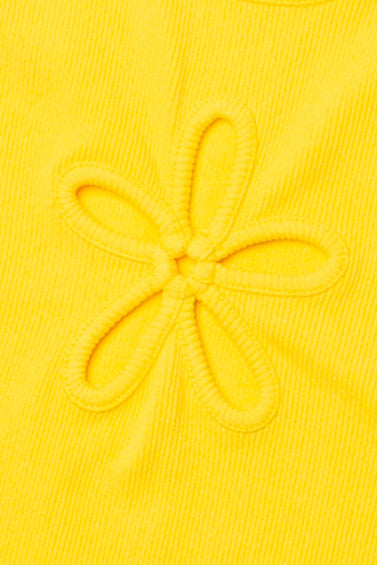 Sunny Yellow Flower Cutout Seamless Tank