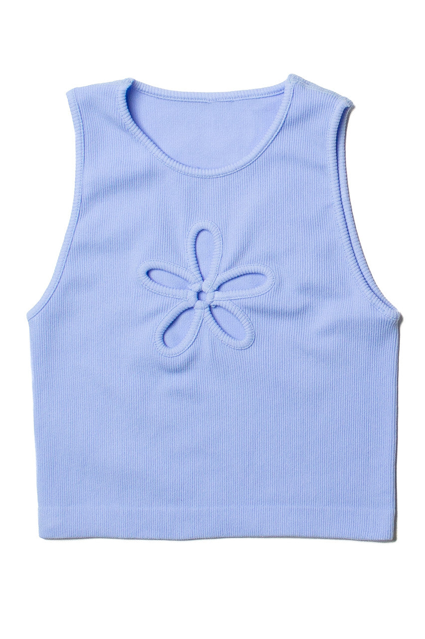 Marina Blue Flower Cutout Seamless Tank