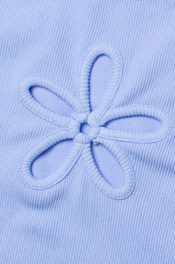Marina Blue Flower Cutout Seamless Tank