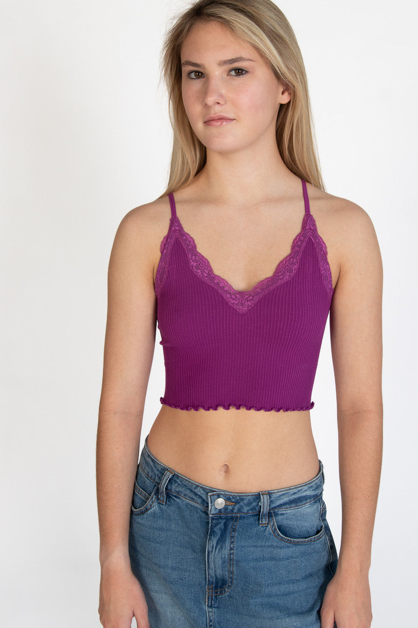 Violet Lace Trim Seamless Cami