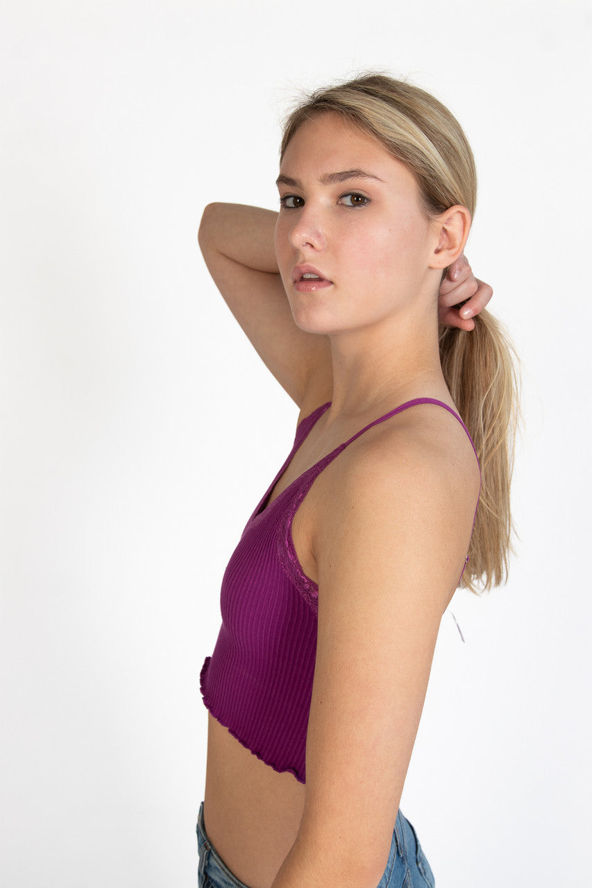 Violet Lace Trim Seamless Cami