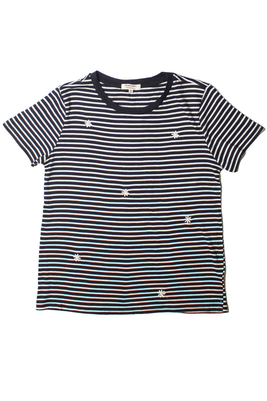 Black Striped Daisy Tee