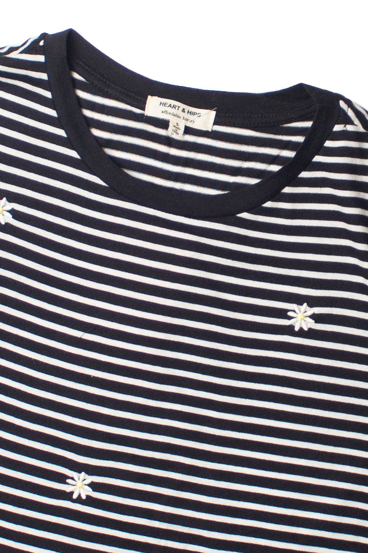 Black Striped Daisy Tee
