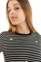 Black Striped Daisy Tee