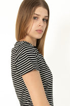 Black Striped Daisy Tee