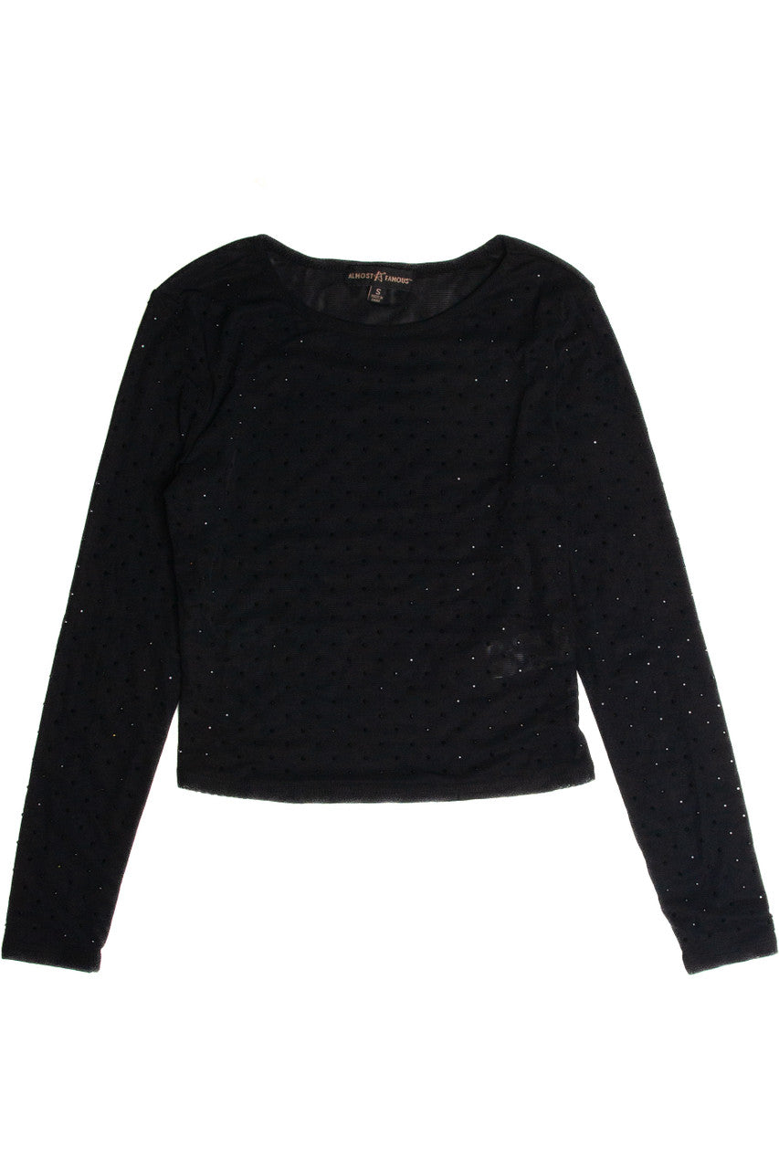 Studded Mesh Long Sleeve Top