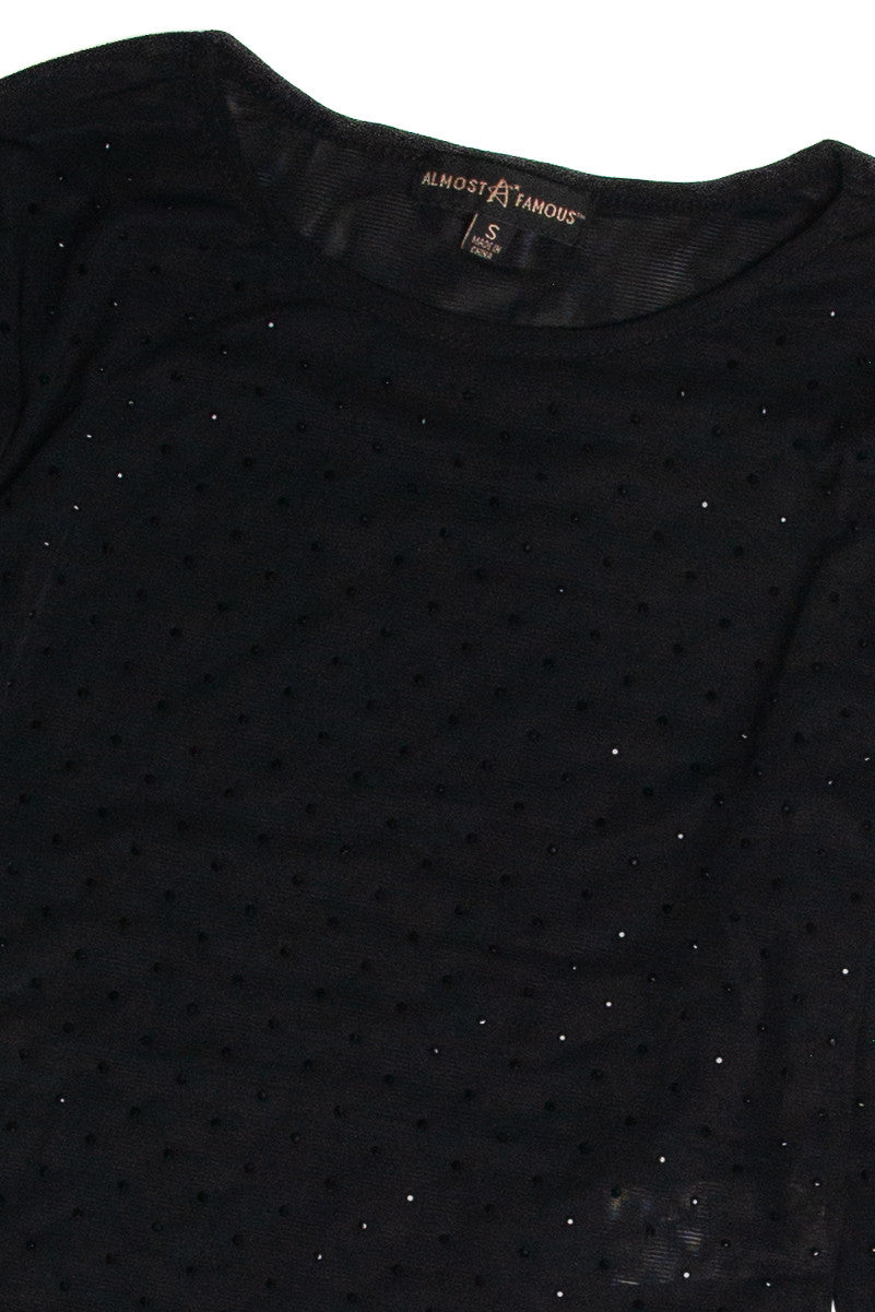 Studded Mesh Long Sleeve Top