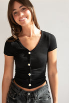 Daisy Button Ribbed Tee