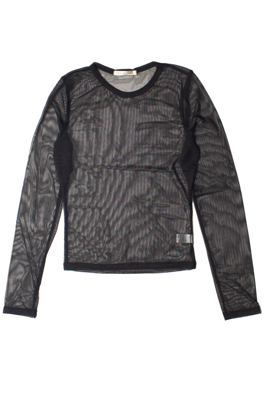 Mesh Crew Neck Long Sleeve Top