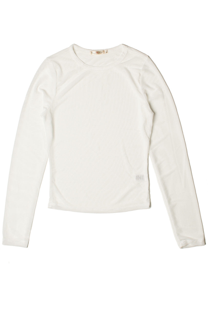 Mesh Crew Neck Long Sleeve Top