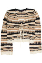 Pointelle Stripe Bell Sleeve Sweater