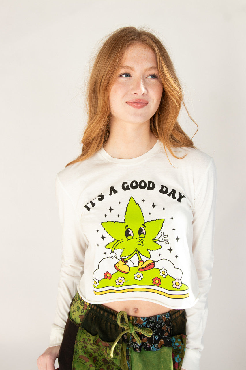 It's a Good Day Long Sleeve Crop Shirt