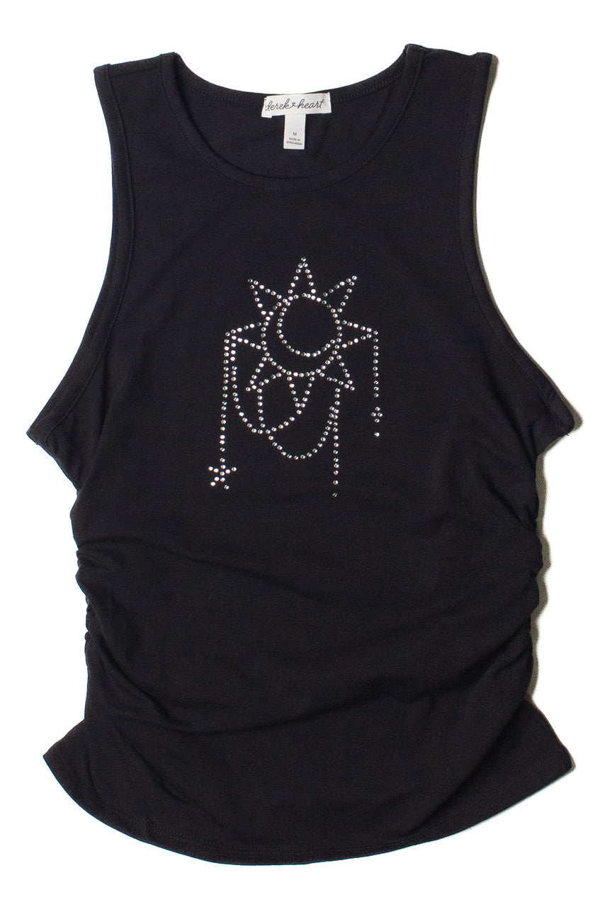 Celestial Rhinestone Side Ruched Tank 