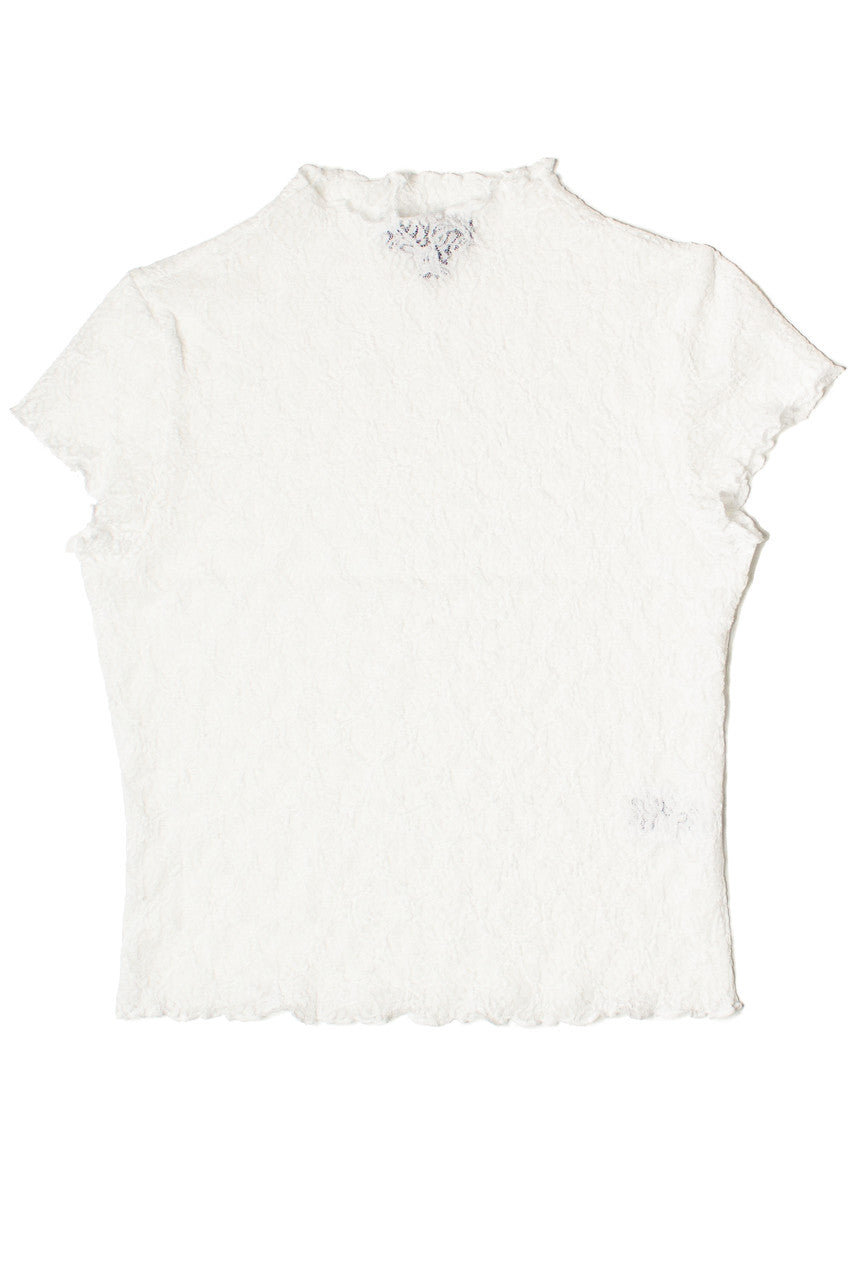 Mock Neck Lace Tee 