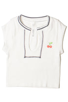 Embroidered Patch Sporty Notch Neck Seamless Tee