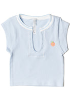 Embroidered Patch Sporty Notch Neck Seamless Tee