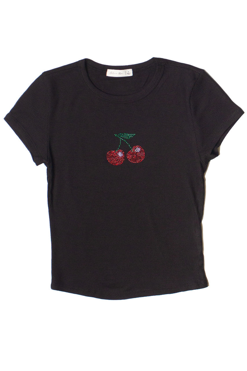 ☆KIRSH☆ Small Cherry Ringer T-Shirt Black KIRSH Small Cherry Standard Tee Shirt 2Pack White Black