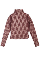 Floral Lace Mesh Mock Neck Top