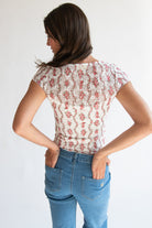 Cinched Tie Front Lace Tee