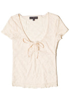 Cinched Tie Front Lace Tee
