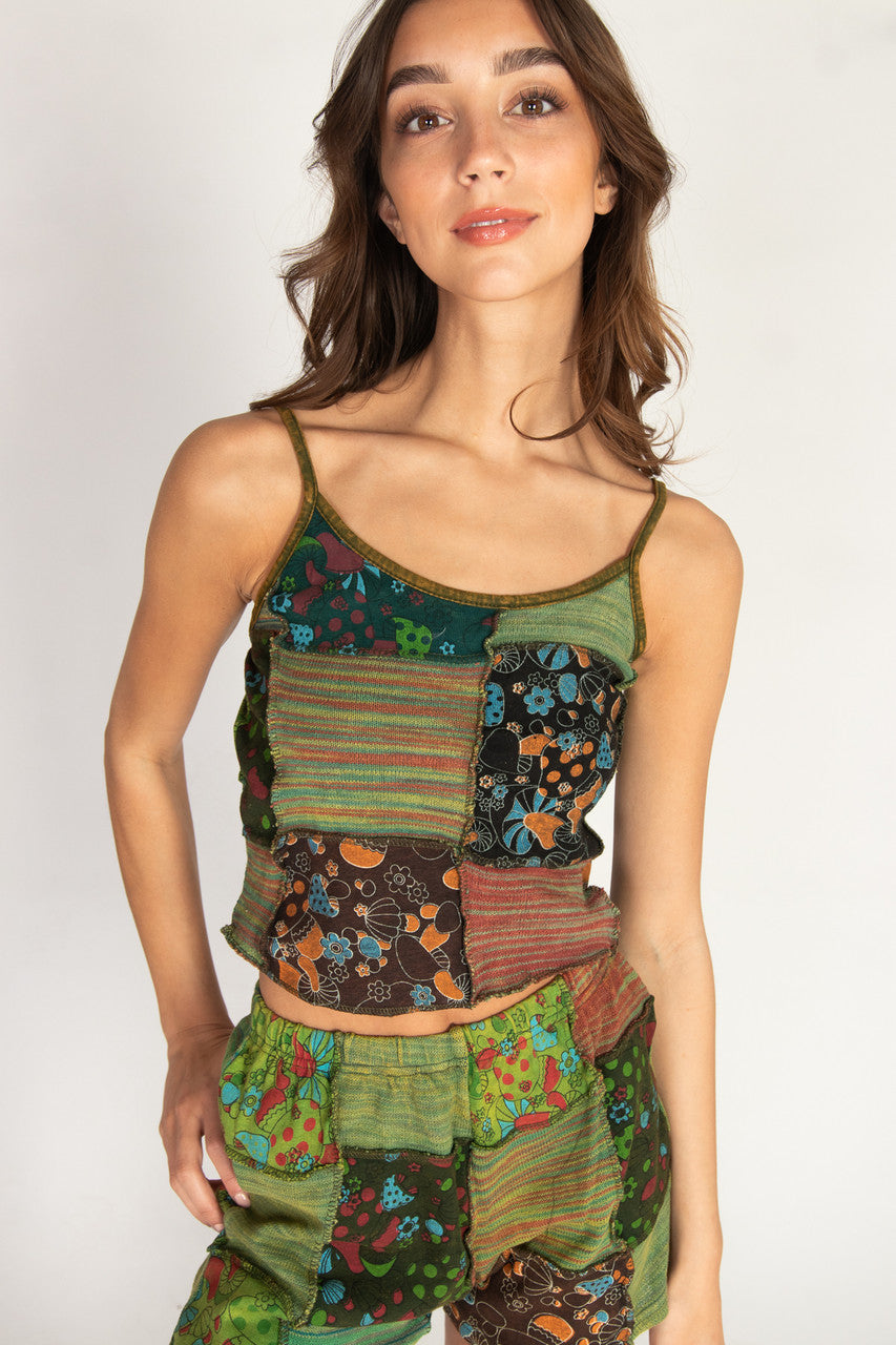 Knit Patchwork Crop Tank