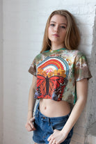 Tie Dye Positive Vibes Butterfly Crop Tee