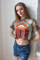 Tie Dye Positive Vibes Butterfly Crop Tee