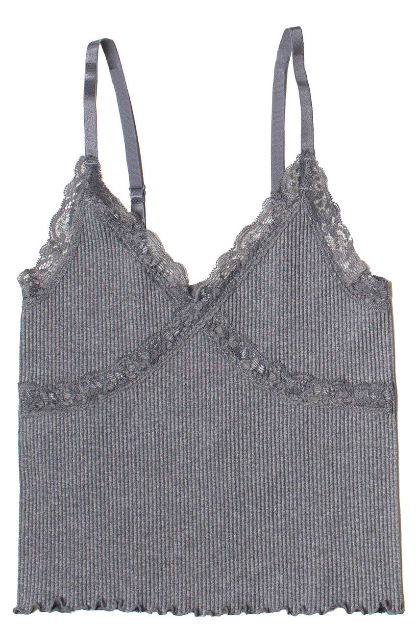 Lace Trim Ribbed Seamless Cami