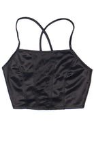 Satin Lace Up Back Crop Top