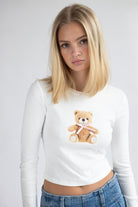 Teddy Bear Bow Long Sleeve Top