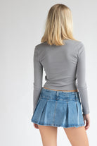 Grayscale Bow Long Sleeve Top