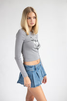 Grayscale Bow Long Sleeve Top