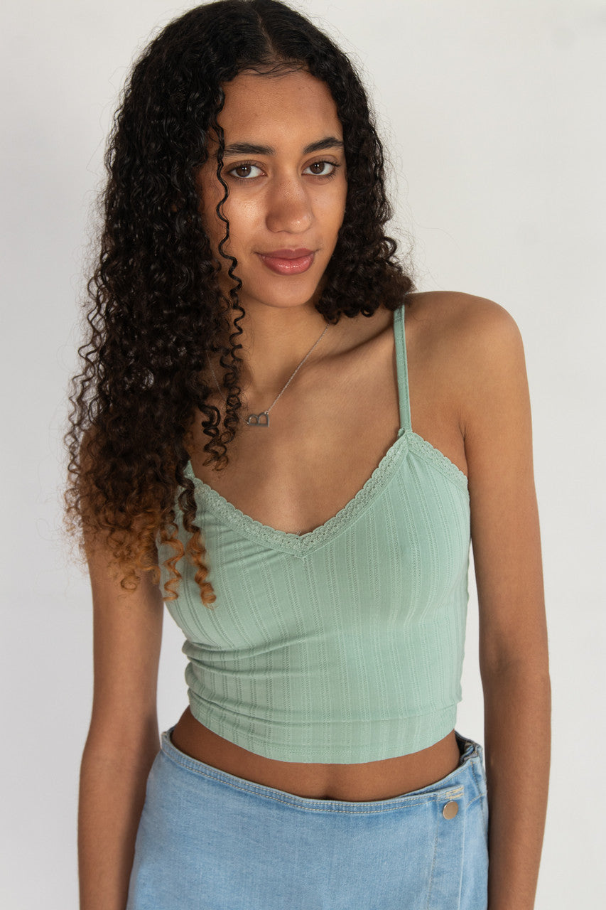 Lace Trim Stripe Cami