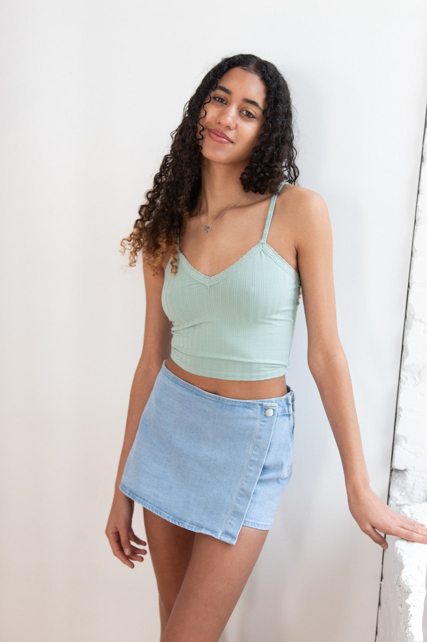 Lace Trim Stripe Cami