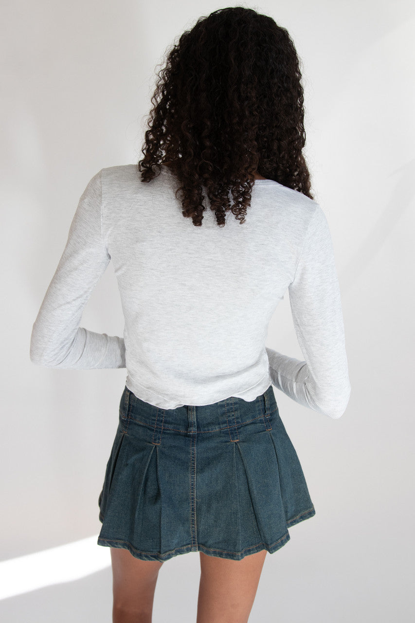 Layered Hem Bow Detail Long Sleeve Top