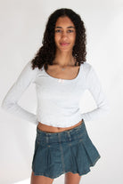 Layered Hem Bow Detail Long Sleeve Top