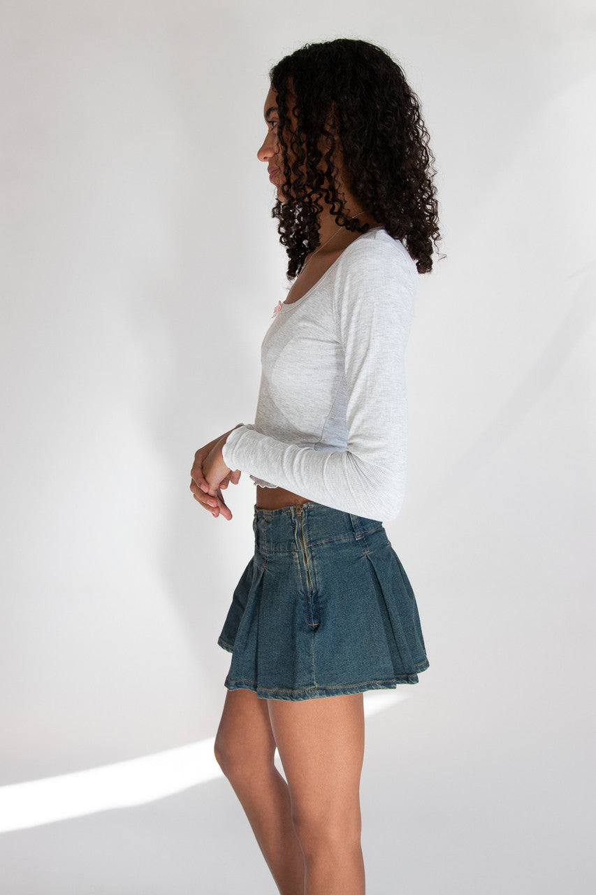 Layered Hem Bow Detail Long Sleeve Top