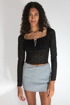 Milkmaid Rosette Bow Long Sleeve Top