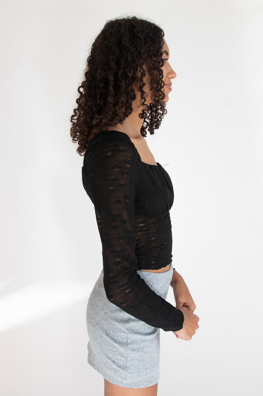 Milkmaid Rosette Bow Long Sleeve Top
