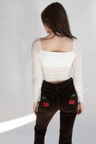 Milkmaid Rosette Bow Long Sleeve Top