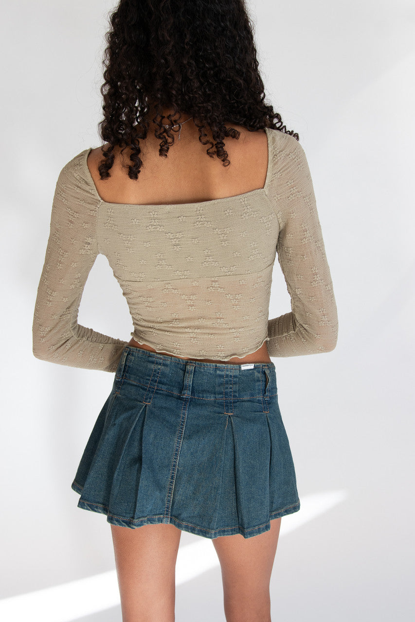Milkmaid Rosette Bow Long Sleeve Top