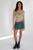 Milkmaid Rosette Bow Long Sleeve Top