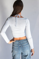 Layered Halter Bow Long Sleeve Top