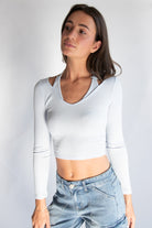 Layered Halter Bow Long Sleeve Top