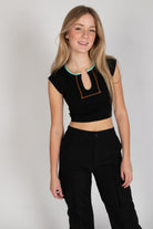 Sporty Notch Neck Seamless Tee
