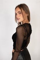 Mesh Crew Neck Long Sleeve Top