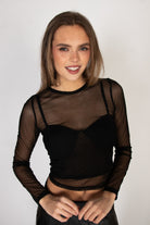 Mesh Crew Neck Long Sleeve Top