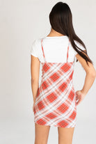 Plaid Cami Mini Dress With Tee