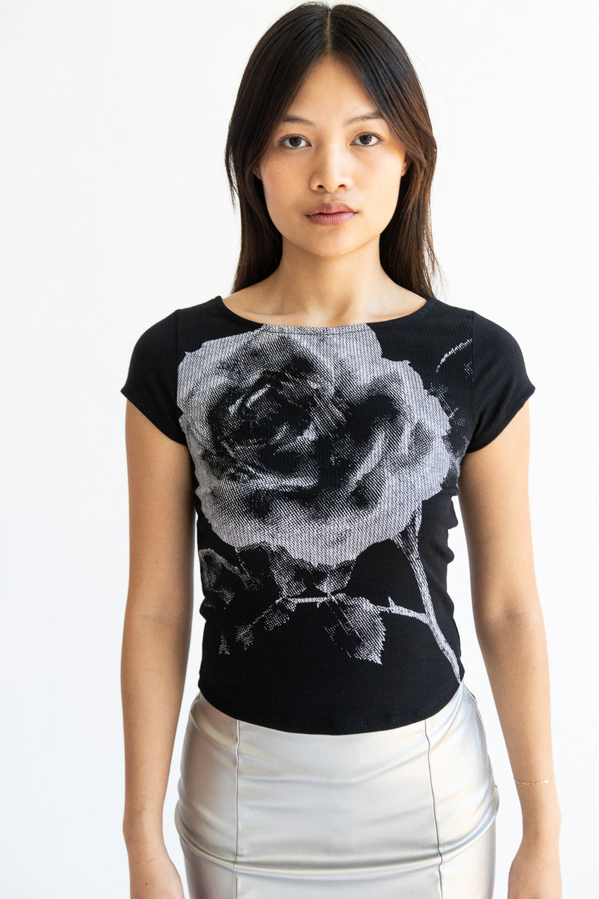 Open Back Halftone Graphic Tee